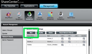 NewShare DNS-320 Network Shares