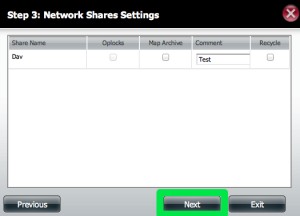 Next2 DNS-320 Network Share Settings