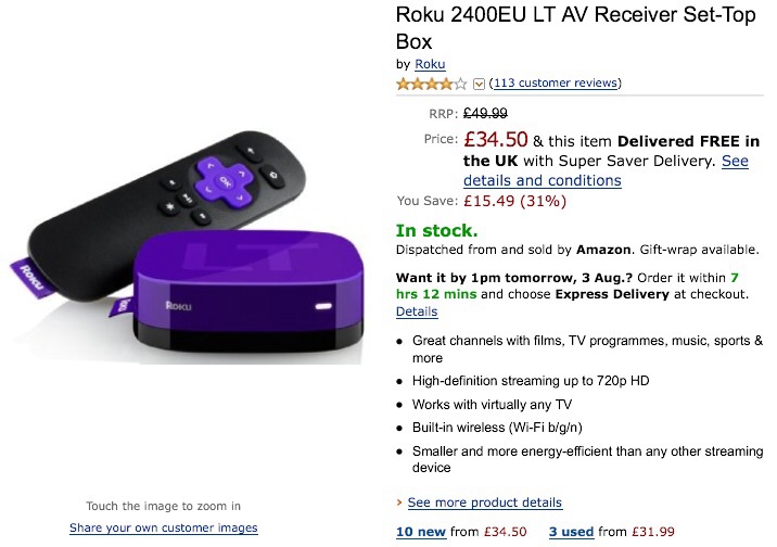 Amazon have reduced Roku to £35