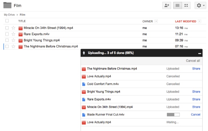 Uploading Films to Google Drive for iPad Playback
