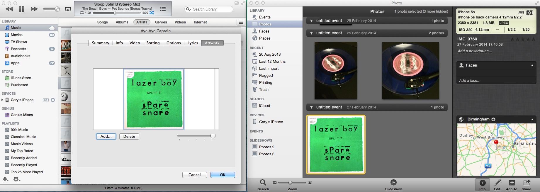 Drag Artwork to the blank area from iPhoto or Finder
