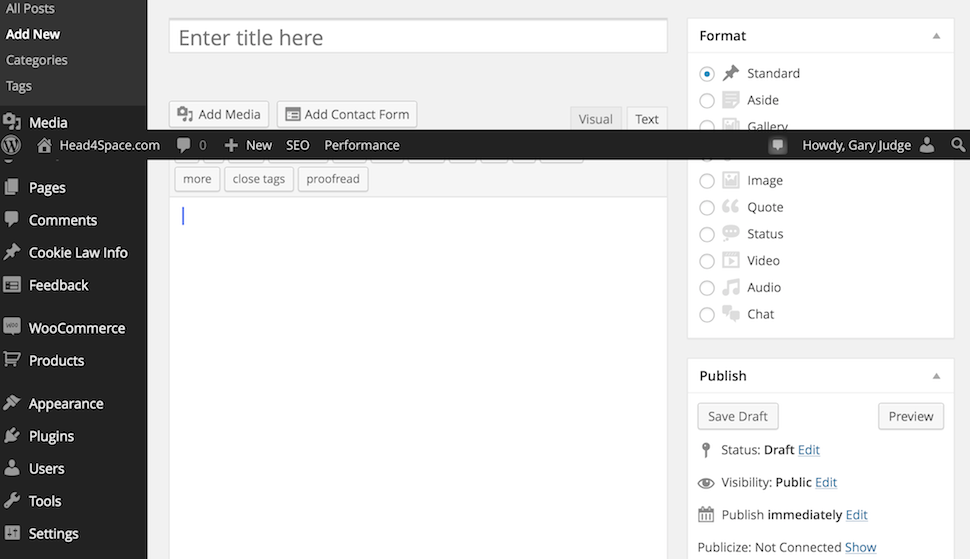 Disable WordPress Admin Bar for iPad Blogging