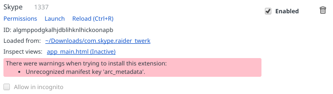 Loaded Extension Error