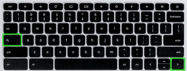 Chromebook Keyboard Shortcuts Serach and Right Arrow