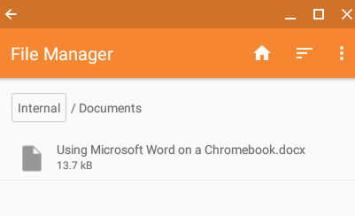 Word on a Chromebook - File Manager