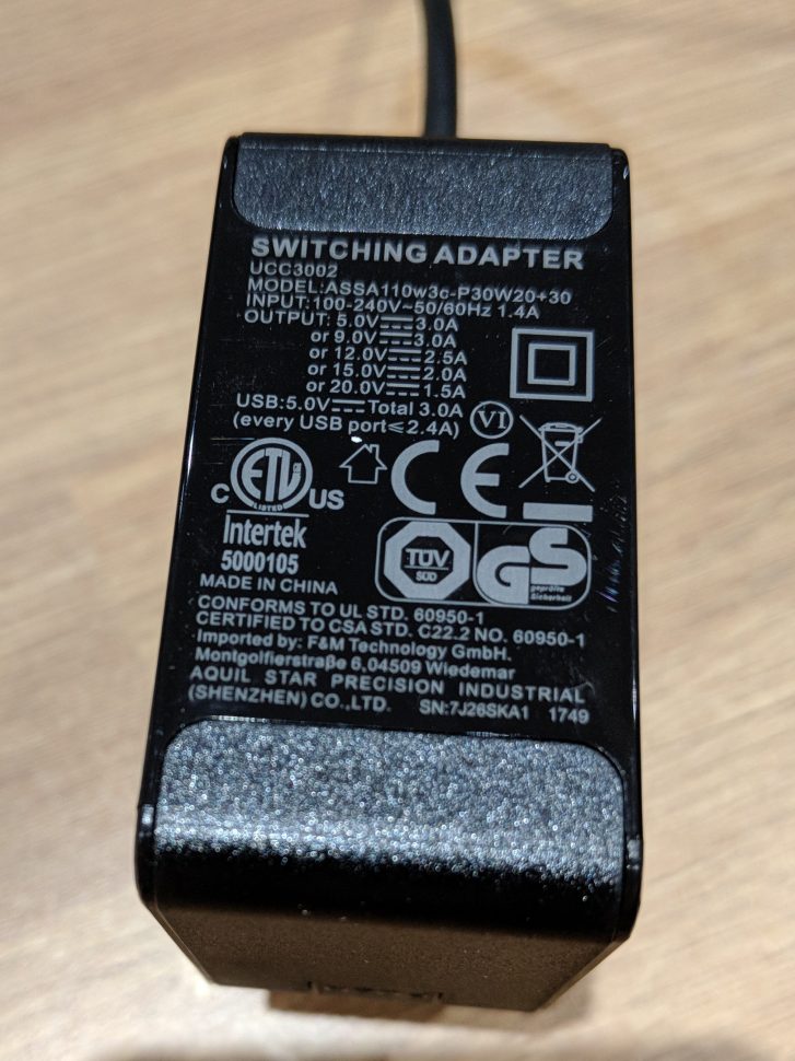 USB-C Chromebook Charger specs